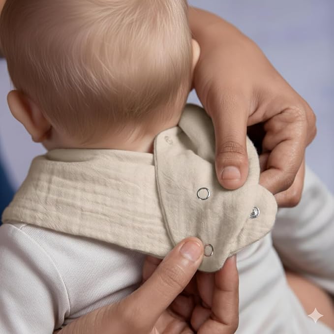 LILY O LAUREL Muslin Baby bibs for drooling and teething, 100% cotton, Bibs for baby girl, Muslin bibs for boys (8 Pack)
