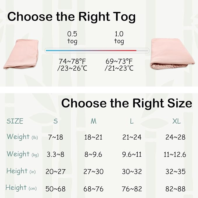 Supersoft Rayon Made from Bamboo Sleep Sack 24-36 Months 0.5 Tog Lightweight Toddler Sleep Sack 2t Baby Wearable Blanket 3t with 2-Way Zipper Summer Unisex Sleeping Bag for Babies - Pink