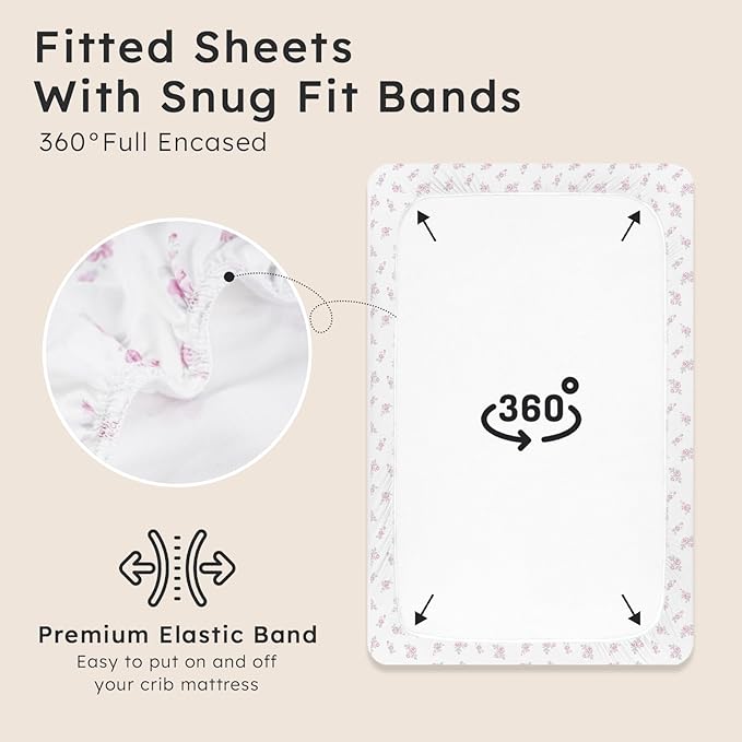 Baby Crib Sheets for Boys Girls Neutral, 2 Pack Crib Mattress Sheet for Standard Crib and Toddler Mattress, Super Soft Breathable Fitted Crib Sheet, 52" x 28"