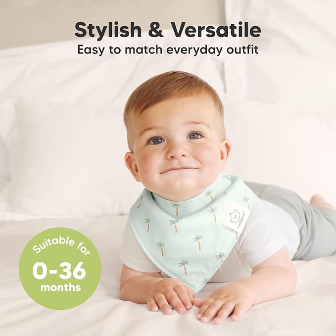 KeaBabies 8-Pack Organic Baby Bandana Bibs for Boys, Girls - Super Absorbent Triangle Baby Bibs for Drooling and Teething Infant, 100% Cotton Extra Soft for Newborn, Infant 0-36 Months (Roarsome)