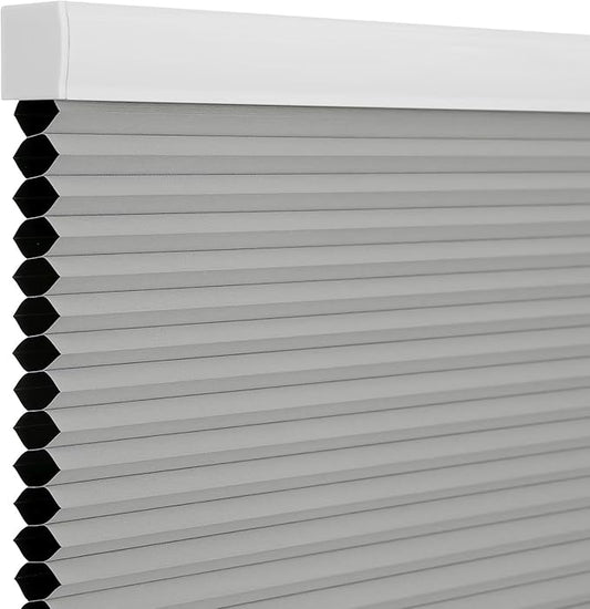 Changshade Blackout Blinds, Cordless Cellular Shades, Honeycomb Blackout Shades, Room Darkening Blinds, Pull Down Window Shades, Easy to Install Honeycomb Window Blinds, 24" W x 50" H, Grey