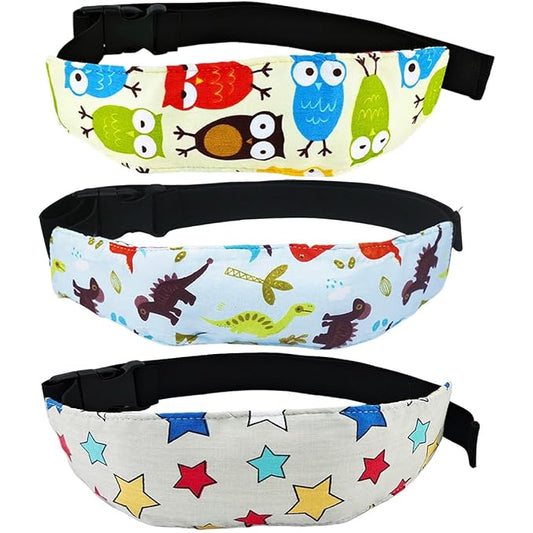 3 Pcs Baby Carseat Head Support Band Neck Relief Headrest Strap for Stroller Car Seat Head Holder for Toddler Kids Children Child Baby Infant(White and Green)