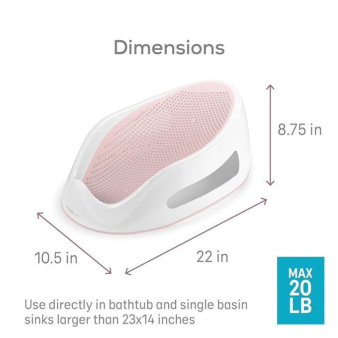 Angelcare Baby Pink Soft Touch Bath Support & Thermometer Bundle | Newborn Baby Bathtub 0-6 Months | Baby Registry Must-Have | Newborn Essentials for Safe & Comfortable Bath Time