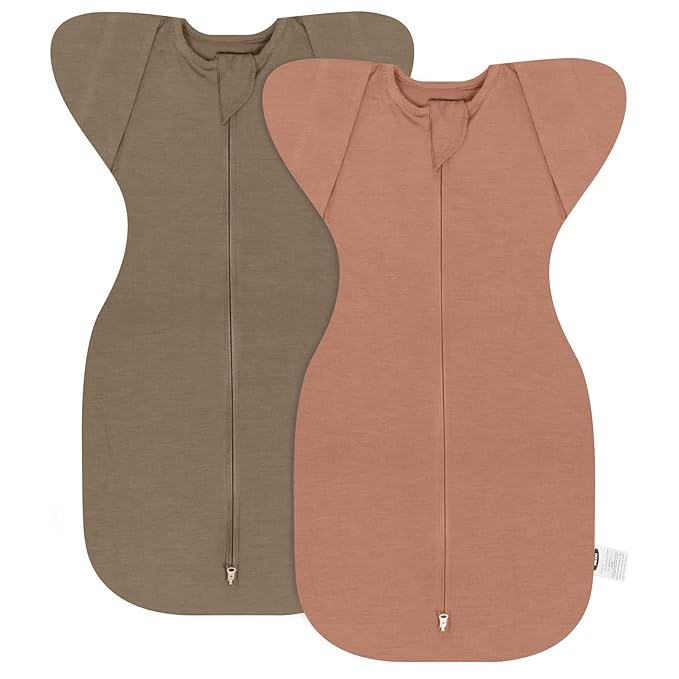 MEXXI Swaddle Baby Sleep Sack With Arms Up, 2 Pack Baby Transitional Swaddle with Double Zipper,0.5 TOG, 8-13 lbs, S
