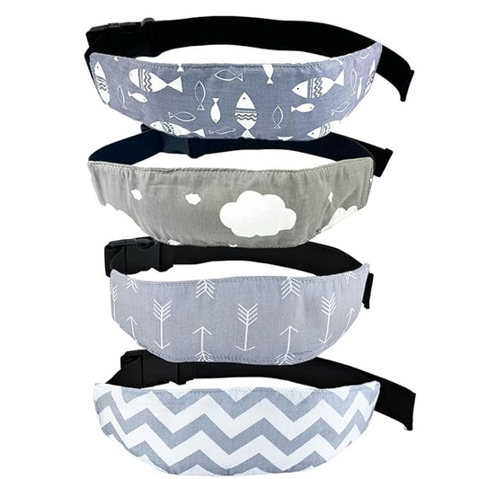 4 Pcs Baby Car Seat Head Support Toddler Infant Head Support Neck Relief Strap Headrest Sleeping Traveling for Kids Children Child Baby(Waves, Fish Bone, Little Fish, Cloud)