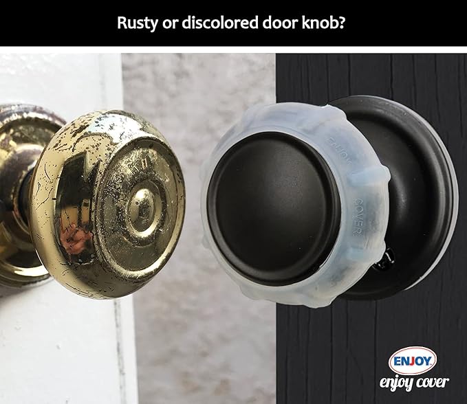 Enjoy Cover - Silicone Door knob Grips Nonslip Fits All Door Knob Universal Size 4 Pack (Foggy Clear)