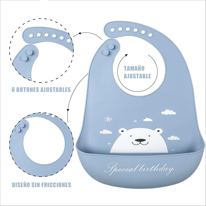 YINGJEE Baby Silicone Feeding Bibs, 3pcs Adjustable Waterproof Bibs for Feeding