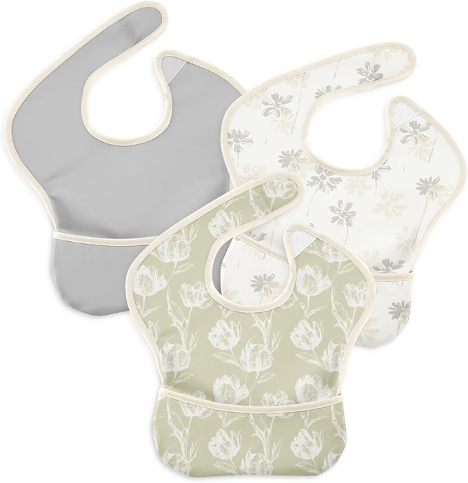 CIVARUA KIDS 3-Pack Waterproof Baby Bibs for Eating - Mess Proof Lightweight Toddler Feeding Bibs with Large Food Catcher