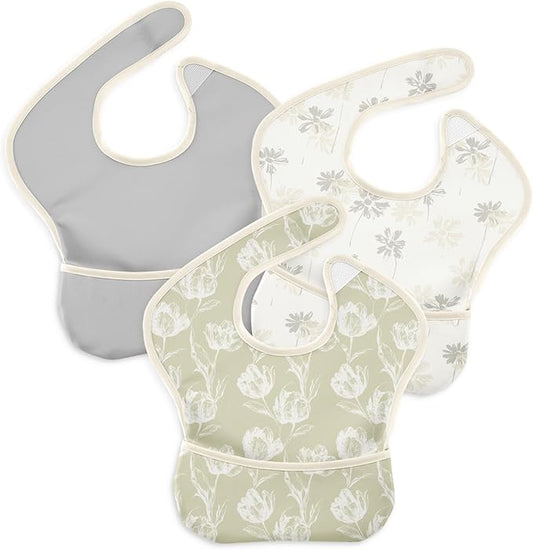 CIVARUA KIDS 3-Pack Waterproof Baby Bibs for Eating - Mess Proof Lightweight Toddler Feeding Bibs with Large Food Catcher