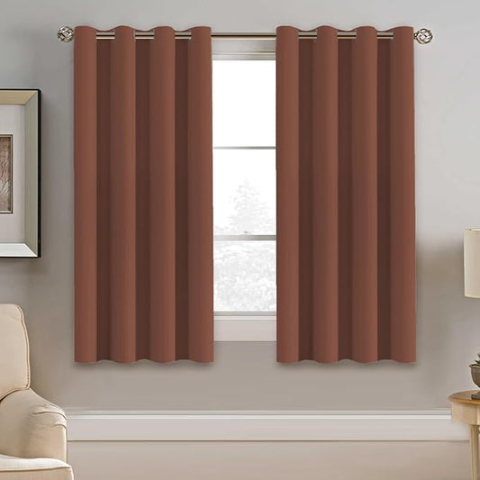 H.VERSAILTEX Blackout Curtain for Bedroom Thermal Insulated Window Treatment Curtain 54 inch Length Energy Saving Solid Grommet Top Blackout Drape, One Panel, Washed Spice, 52" W x 54" L