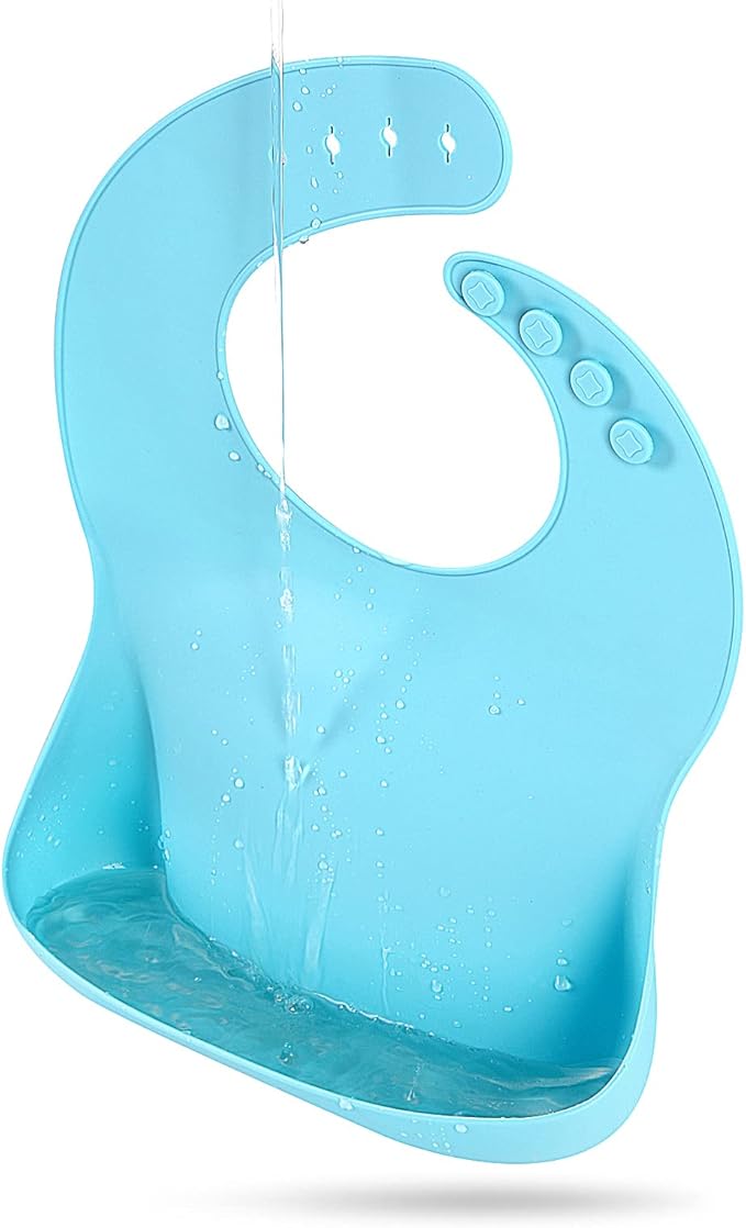 Eascrozn Silicone Bibs for Babies Toddler Set of 3, BPA Free, Soft Adjustable Waterproof Bibs for Feeding Essentials