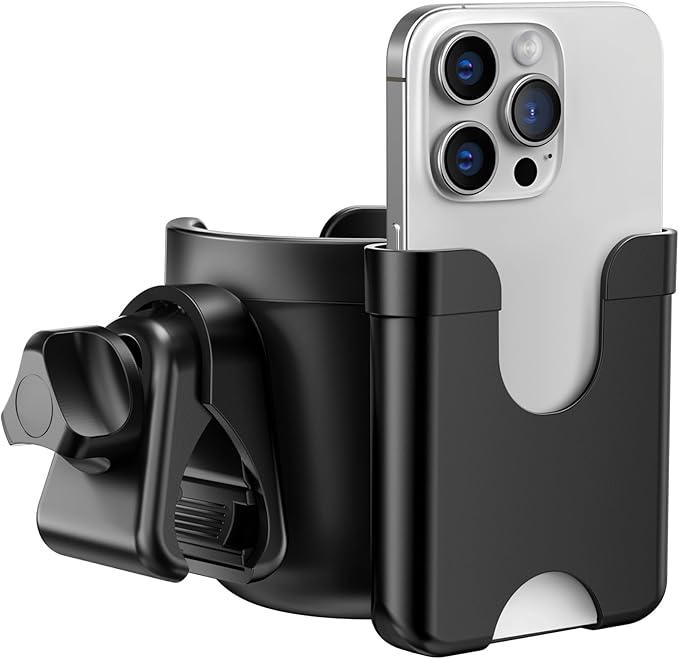 Guiseapue Cup Holder for Walker: Stroller Cup Holder Attachment with Phone Holder, Wheelchair/Stroller Accessories for Rollator, Bike, Scooter, Baby Essentials,New Mom