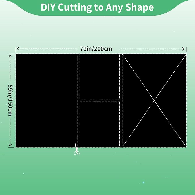 100% Blackout Blind Curtains Window Cove[ 79"x 59"] [DIY Cut to Any Size or Shape] [Hook & Loop Tabs][ Portable Bags for Travel ] [Light & UV Blocking ] for House,Baby Nursery,Apartment