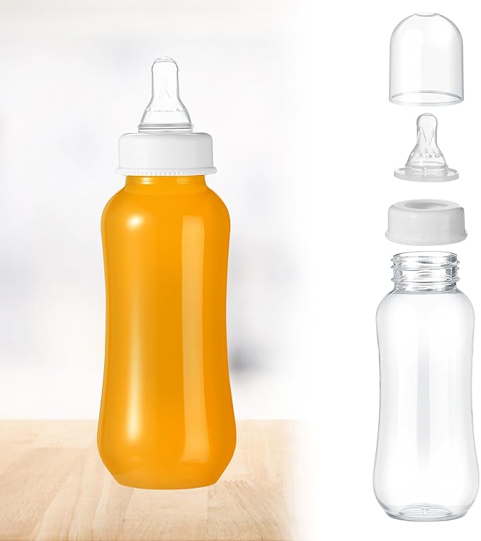 Norme 12 Pcs 9.5 oz Plastic Bottles Chug Shower Game Party Favors for Shower Decorations Gender Reveal Gifts (White)