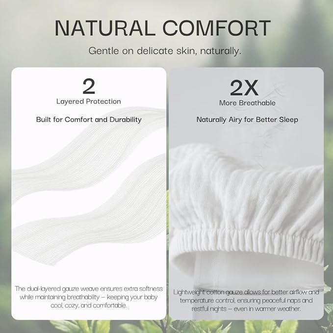 Salt Earth 100% Organic Cotton Muslin Standard Fitted Crib Sheet, 52"x28", 2 Pack Soft Breathable Natural Cotton Sheets Baby Mattress Bed Sheets, No Slip Neutral Baby Crib Sheet (Beige & Blue Star)