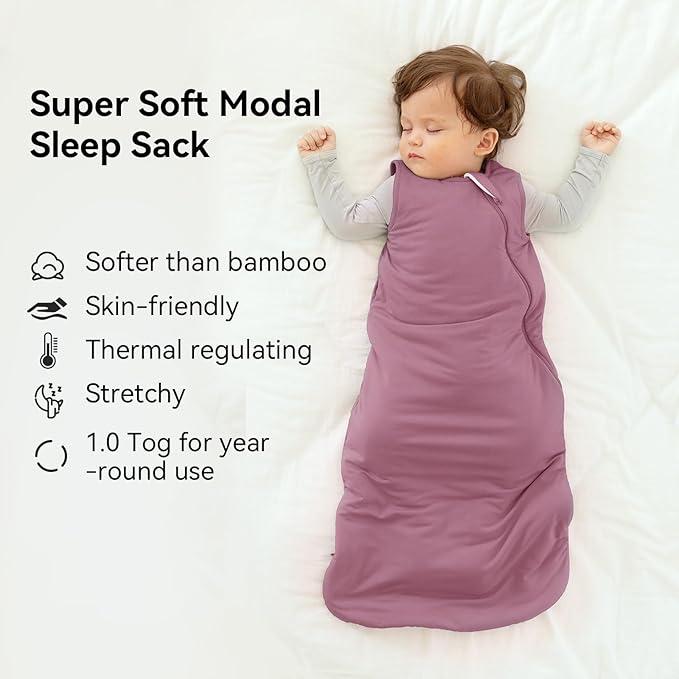 BubblePanda Modal Sleep Sack 12-18 Months 1.0 Tog Super Soft Toddler Sleep Sack for Babies 2-Way Zipper Baby Wearable Blanket
