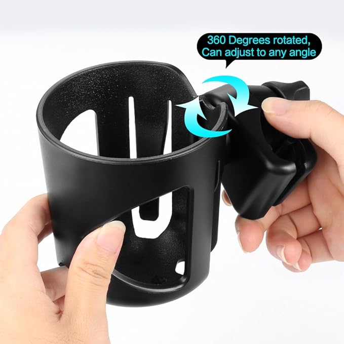 Accmor Universal Cup Holder, Stroller Cup Holder, 360° Rotatable Large Caliber Designed Bottle Holder for Stroller, Bike, Wheelchair, Walker, Scooter, Black