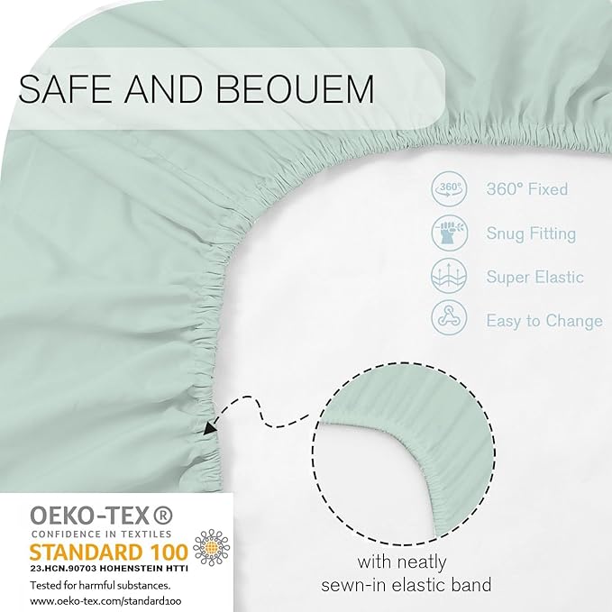 Little Grape Land Bassinet Sheets 4 Pack, 33" x 18" Fitted Bassinet Sheets Up to 4" Deep Pocket, Ultra Soft Baby Bassinet Fitted Sheets for Bassinet Mattress, Ocean Friends