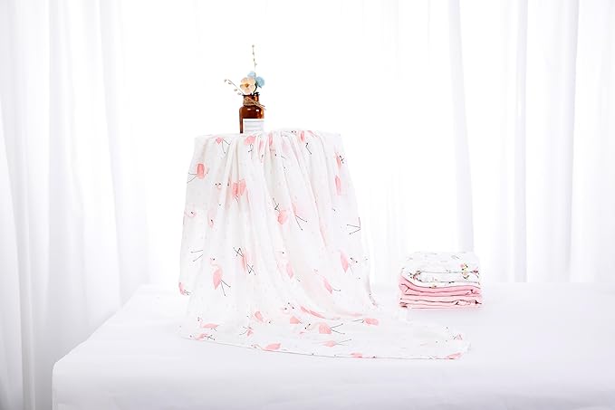 Muslin Swaddle Blankets for Baby Boys and Girls, 4-Pack Breathable and Skin-Friendly Receiving Blanket Wrap, Baby Essentials, Registry & Gift, 47 x 47 inches (Pink Dreams)