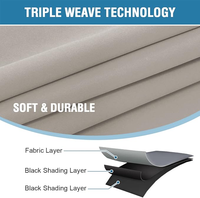 H.VERSAILTEX 100% Blackout Curtains for Bedroom with Black Liner Full Room Darkening Curtains 63 Inches Long Thermal Insulated Back Tab/Rod Pocket Window Drapes for Living Room, 2 Panels, Warm Taupe