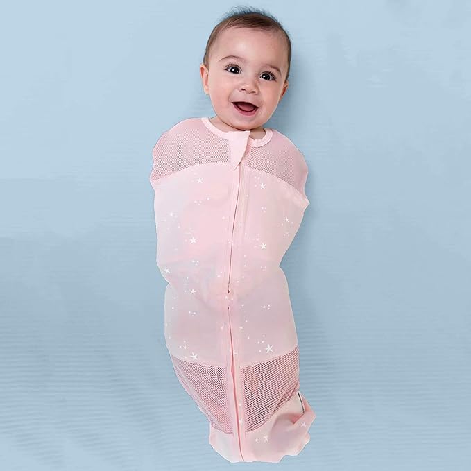 Happiest Baby Sleepea 5-Second Swaddle - 100% Organic Cotton Baby Swaddle Blanket - Doctor Designed Promotes Healthy Hip Development (Graphite Planets, Small)
