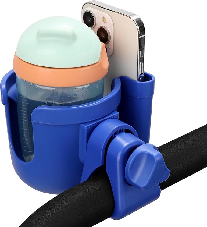 Accmor Stroller Cup Holder with Hook, Bike Cup Holder, Universal Cup Holder for Uppababy Nuna Doona Strollers, 2-in-1 Cup Phone Holder for Stroller, Bike, Wheelchair, Walker, Scooter
