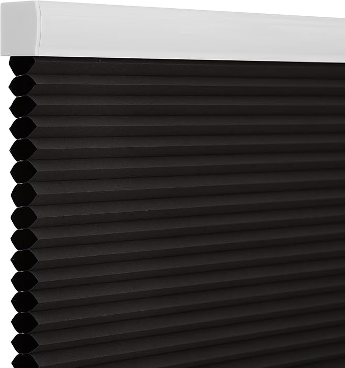 Changshade Blackout Blinds, Cordless Cellular Shades, Honeycomb Blackout Shades, Room Darkening Blinds, Pull Down Window Shades, Easy to Install Honeycomb Window Blinds, 52" W x 72" H, Black