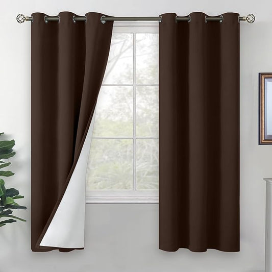 BGment Brown Blackout Curtains for Bedroom 72 Inch Length 2 Panels Set, Thermal Insulated Bedroom Curtains Soundproof Window Curtain Drapes, Each Grommet Curtains 42 Inch Wide