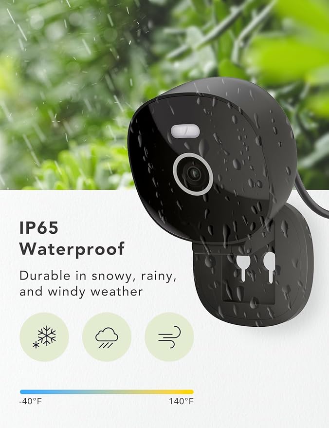 2K Security Camera Wired, Outdoor/Indoor for Home, Pet, Baby, Nanny, IP65 Waterproof Color Night Vision, White Light & Siren, Recording, Motion Detection, Works with Alexa,Black-2P