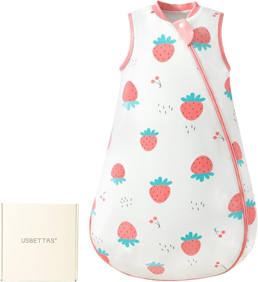 usbettas 1.0 Tog 2.5 Tog Baby Sleep Sack, 100% Cotton Baby Sleeping Bag 3-24M, 2-Way Zipper Baby Wearable Blanket