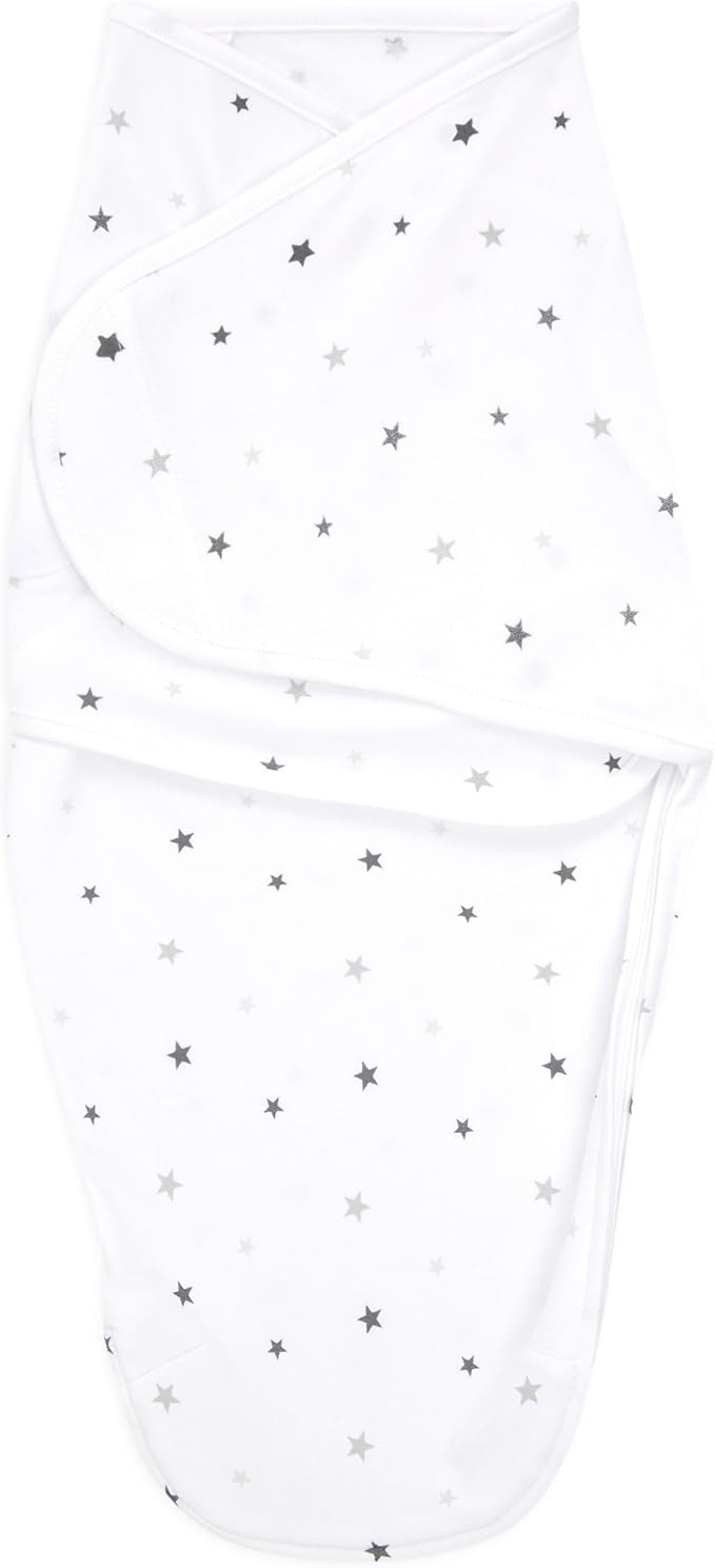 aden + anais Essentials Easy Swaddle Wrap Quick Change with Bottom Zipper, Snug Cotton Knit Baby Wrap Swaddle Blanket for Newborns, TOG 1.0, 3-Pack, Twinkle, 0-3 Months, Small/Medium