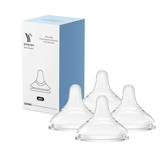 yanyoyo Silicone Bottle Nipple, Anti Colic Nipples for Baby, Natural Feel, LL, 9 Months+, 4 Counts