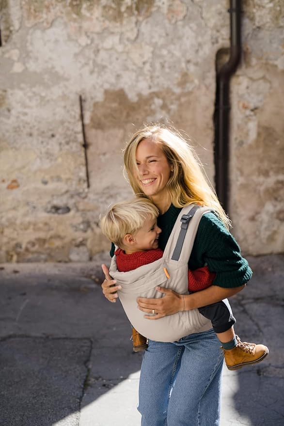 Beco Toddler Carrier (20-60 lbs) with Extra Wide Seat, 100% Cotton - Front-Carry & Backpack Style - Lightweight & Ergonomic Sling Carrier for Children from 18months - Ecru