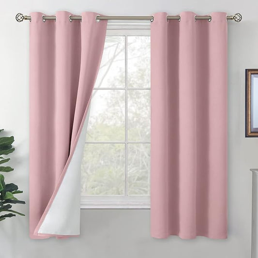 BGment Pink Blackout Curtains for Bedroom 2 Panels, Thermal Insulated Bedroom Curtains 63 Inch Length Soundproof Kids Nursery Window Curtain Drapes, Each Grommet Curtains 42 Inch Wide
