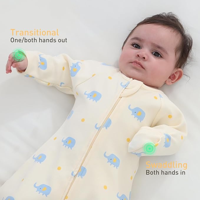 2 Pack Transitional Swaddle Sack with Arms Up & Sleeves, Mitten Cuffs, 2-Way Zipper, Sleep Sacks Blanket for Newborns - Calms Startle Reflex, Newborns Baby Boys & Girls Sleep Bag
