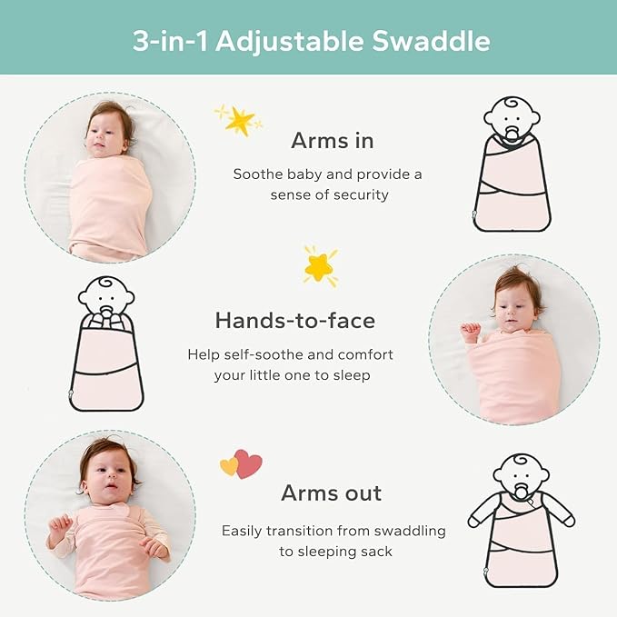LILBESTIE Baby Swaddle Sleep Sack, 1.0 Tog New-Parent-Friendly Swaddle for Newborns & infant 6-12 Months Baby Wearable Blanket Reduce Startle Reflex, Newborn Boys Girls Registry Essentials