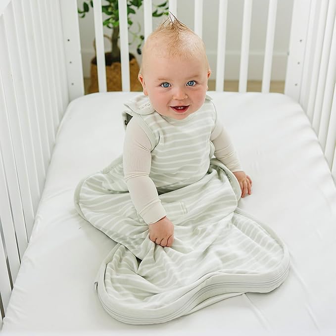 Woolino Merino Wool & Organic Cotton Baby Sleep Sack 2-24 Months – Ultimate 4-Season Baby Sleeping Bag, Universal Size Wearable Blanket, 2-Way Zipper & Adjustable Fit, Year-Round Use – Birch Gray