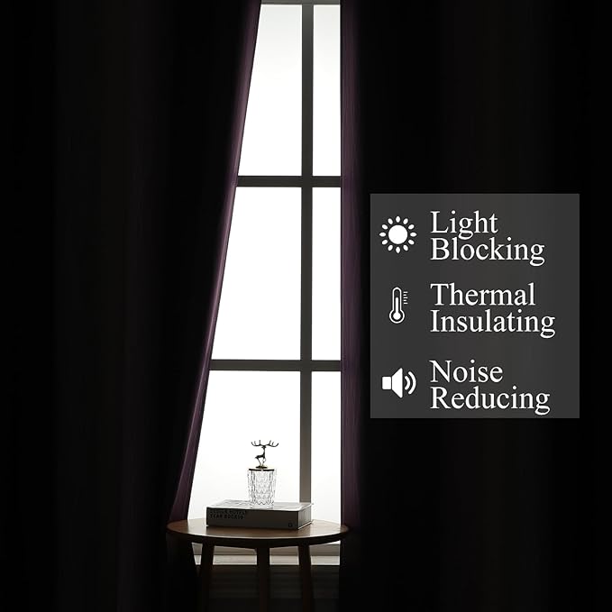 Estelar Textiler Purple and Black Blackout Curtains for Living Room, Full Room Darkening Ombre Curtains for Bedroom, Thermal Insulated Light Blocking Gradient Grommet Drapes, 42Wx84L, 2 Panels