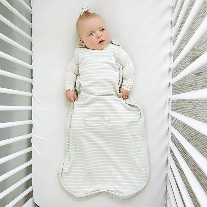 Woolino Merino Wool & Organic Cotton Baby Sleep Sack 2-24 Months – Ultimate 4-Season Baby Sleeping Bag, Universal Size Wearable Blanket, 2-Way Zipper & Adjustable Fit, Year-Round Use – Birch Gray