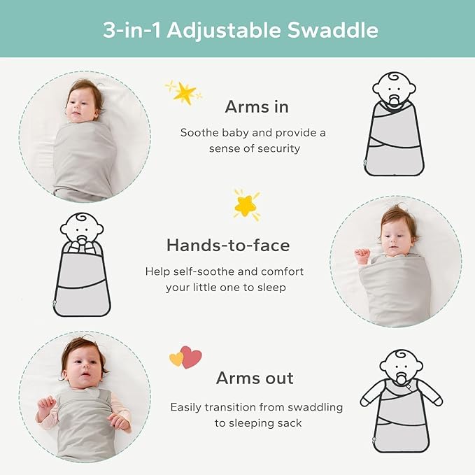 LILBESTIE Baby Swaddle Sleep Sack, 1.0 Tog New-Parent-Friendly Swaddle for Newborns & infant 6-12 Months Baby Wearable Blanket Reduce Startle Reflex, Newborn Boys Girls Registry Essentials