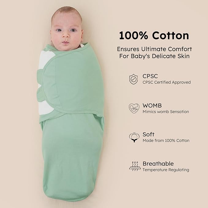 Yoofoss Baby Swaddles for Newborns 100% Organic Cotton, Adjustable Swaddle Sleep Sack 0-3 Months Newborn Swaddle Sack, Breathable Soft(Small)