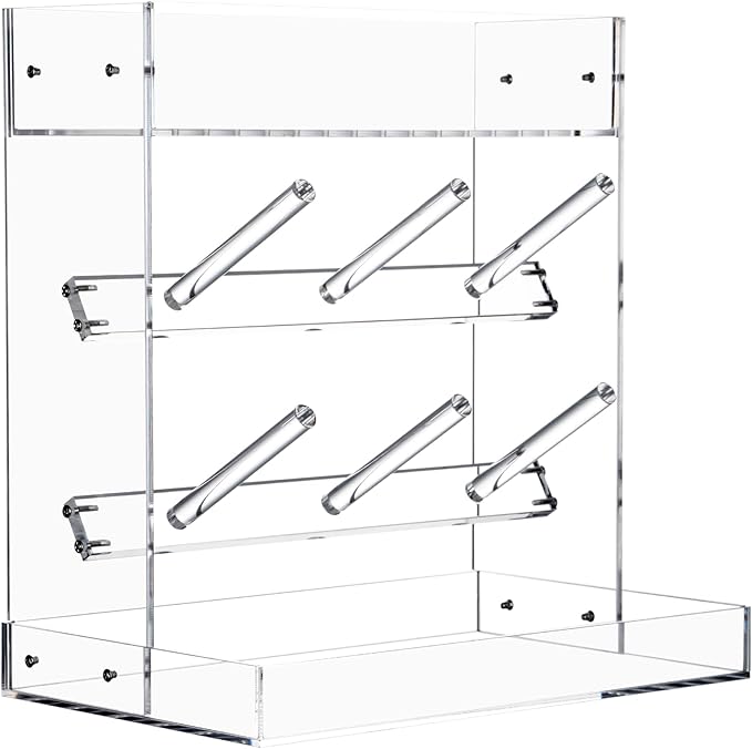Heyrelda Baby Bottle Drying Rack Space Saving Vertical Acrylic Stand with Drip Tray – Clear Countertop Organizer for Bottles, Baby Accrssories – Fast Drying and Easy Cleanup - 10.3 x 6.3 x 10.6 in
