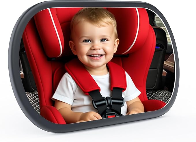 Baby Car Mirror for Backseat - Rear Facing Car Seat Mirror Safety for Infant Newborn - Easily Observe the Baby Move,Clear Wide View,360°Rotation, Secure, Shatterproof - Black