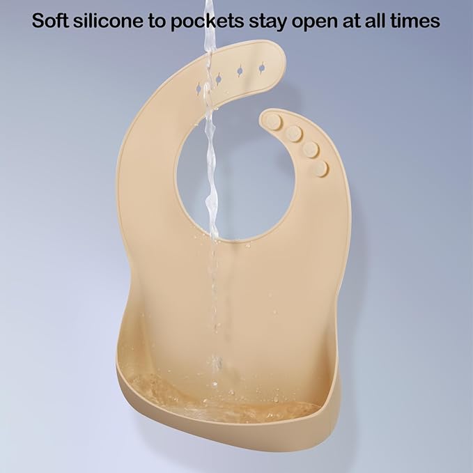 Eascrozn Silicone Bibs for Babies Toddler Set of 3, BPA Free, Soft Adjustable Waterproof Bibs for Feeding Essentials