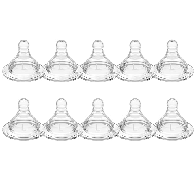 TOVVILD Silicone Replacement Nipple, Fast Flow Nipples for Wide Neck Bottles, 6+ Months, 10 Count