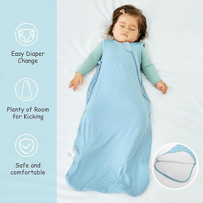 Supersoft Rayon Made from Bamboo Sleep Sack 18-24 Months 0.5 Tog Lightweight Toddler Sleep Sack 2t Baby Wearable Blanket with 2-Way Zipper Summer Unisex Sleeping Bag for Babies - Blue