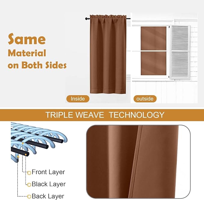 Aiyufeng Sun Baked Blackout Curtains for Bedroom 96 Inches Long 2 Panels, Solid Thermal Insulated, Energy Saving Living Room Window Treatment Curtains Blackout Drapes, W40 x L96 Inch, Sun Baked