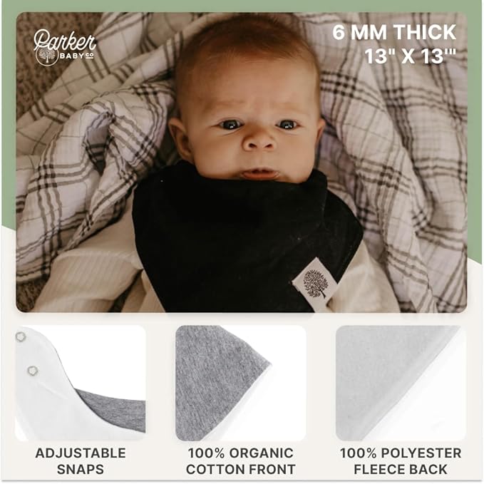 Parker Baby Bandana Drool Bibs 8 Pack Baby Bibs for Boys, Girls, Unisex - Soft & Stylish Teething Bibs for Babies