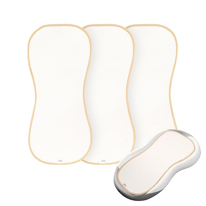 Florith Waterproof Baby Changing Pad - Reusable Washable Changing Table Pad, Silicone & Peanut Changer Design, Includes Waterproof Changing Pad Cover & Liners (White, 13x29 Inch (Pack of 3))
