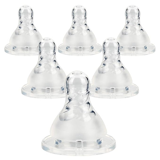 Silicone Nipple for Dr. Brown's Narrow Baby Bottle & Glass Bottles,Level 3 Nipples, Fast Flow, 6m+, 6 Count